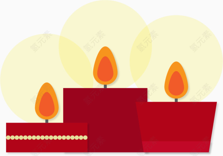 卡通手绘红色圣诞装饰蜡烛 