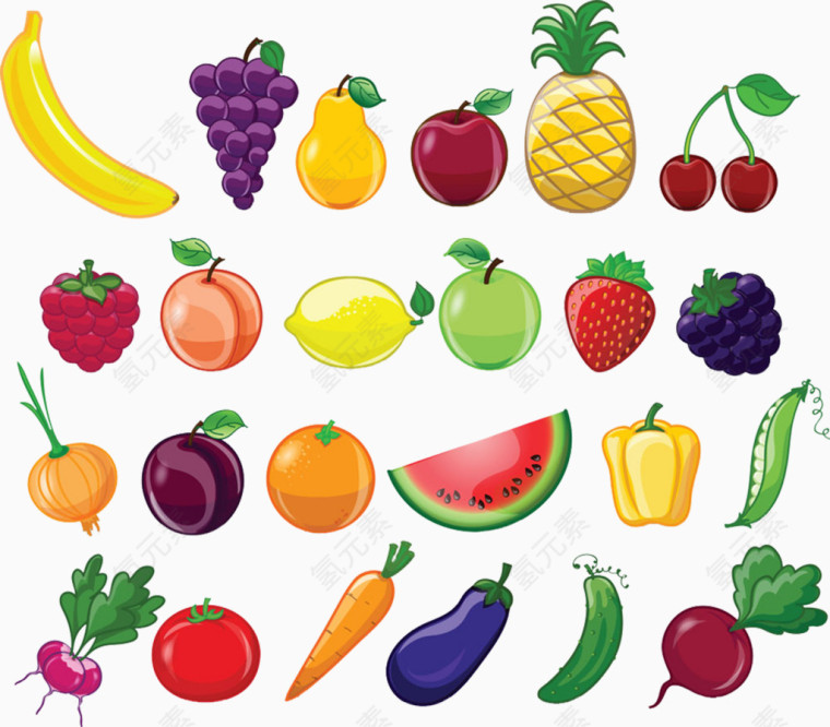 水果合集 水果 五颜六色