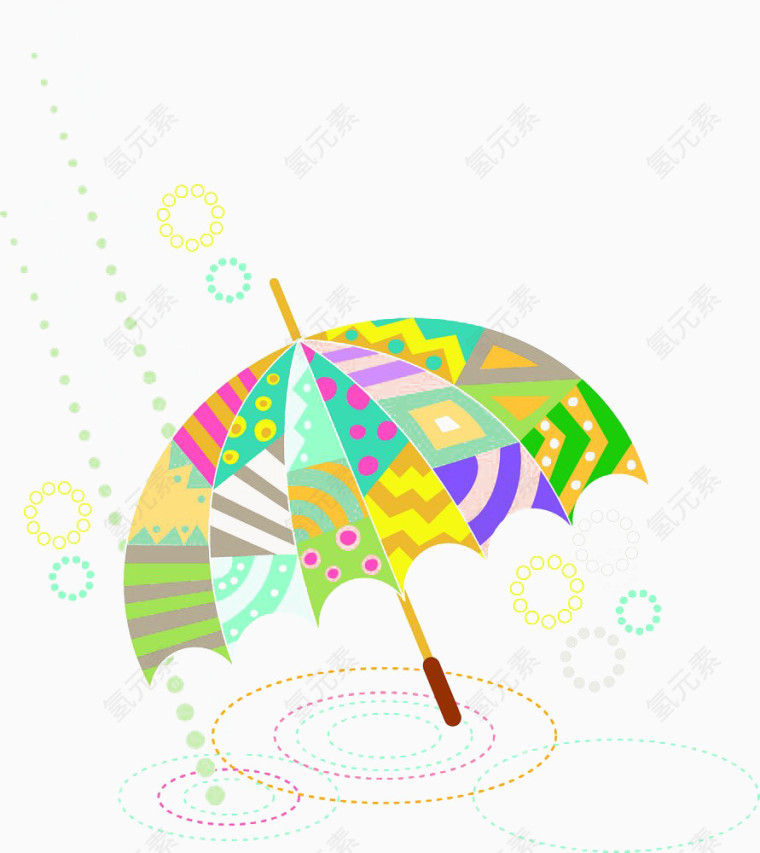 卡通雨伞下雨场景