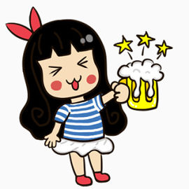卡通人物女孩啤酒素PNG