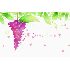 手绘唯美紫色藤条植物