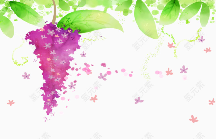 手绘唯美紫色藤条植物