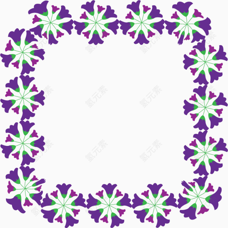 紫色小花方形边框