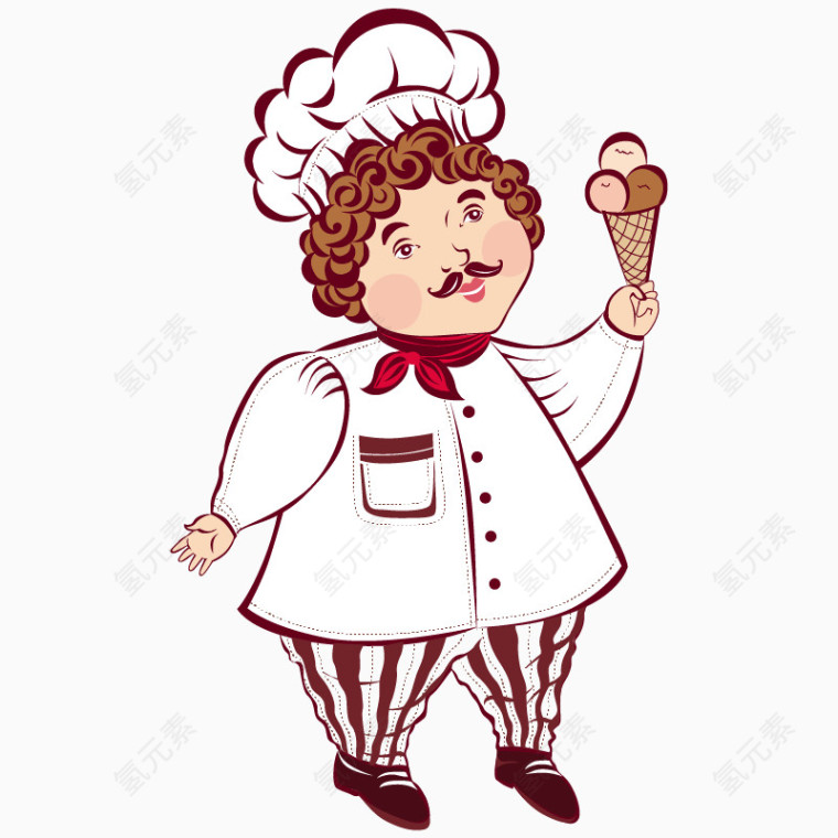 卡通可爱厨师甜品师冰淇淋
