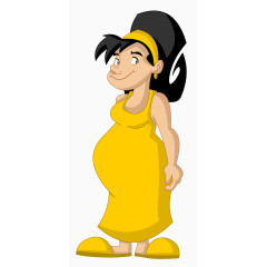 卡通穿黄色衣服的女人 
