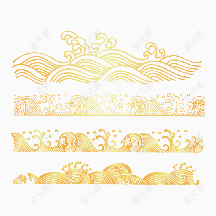 中国传统海浪波纹金色