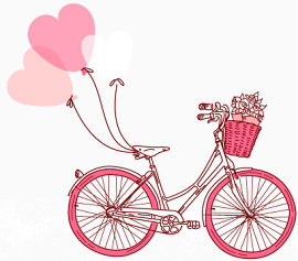 粉色自行车心形气球