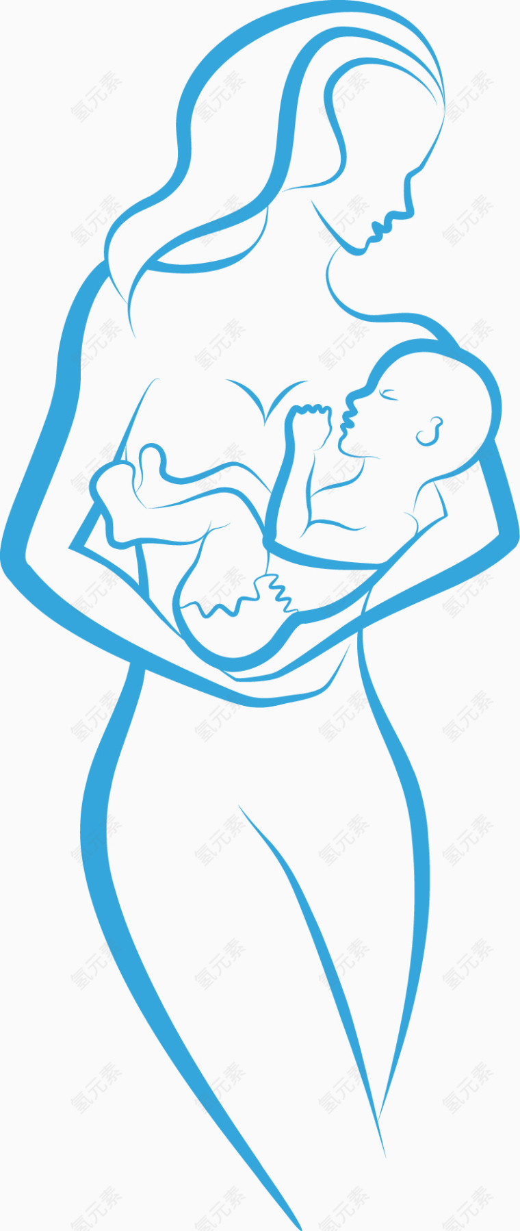女性婴儿母亲孩子喂奶哺育孩子素材线性