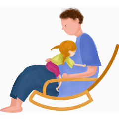 父亲节元素爸爸抱着孩子坐摇摇椅装饰元素