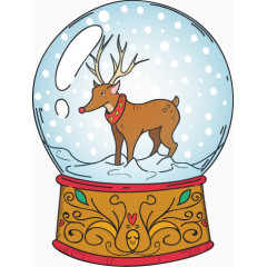 卡通圣诞玻璃球下雪小鹿