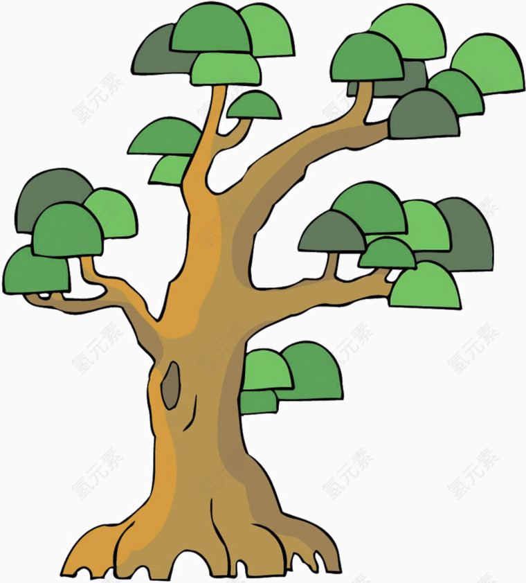 卡通彩绘松树