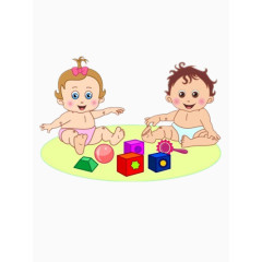 两婴儿玩玩具