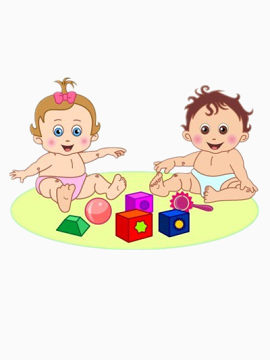 两婴儿玩玩具