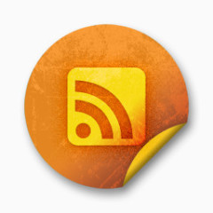 RSS立方体订阅饲料橙色贴纸社交媒体