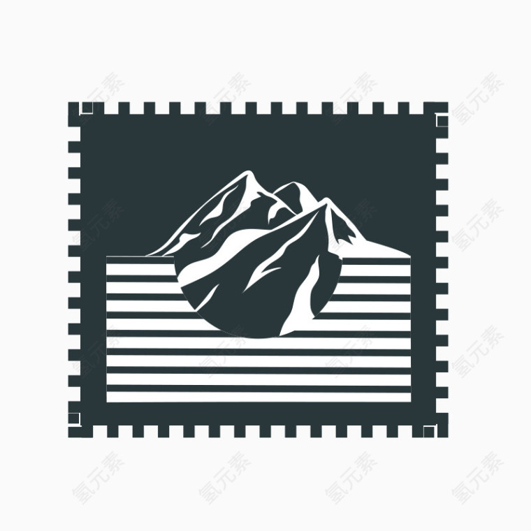 邮票式山标志矢量素材