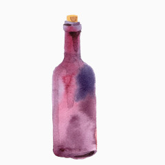手绘紫色葡萄酒瓶