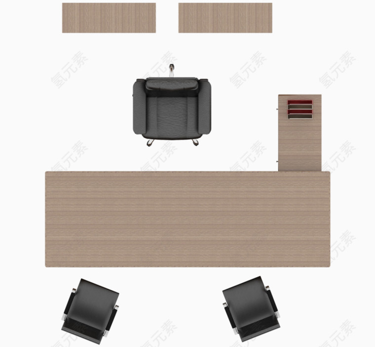户型图彩平图办公室木纹桌椅柜子