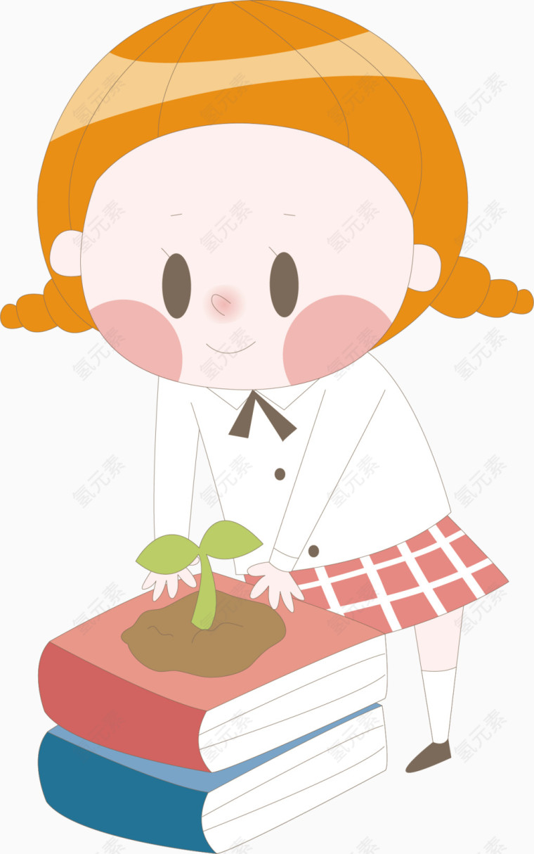 女孩种植物