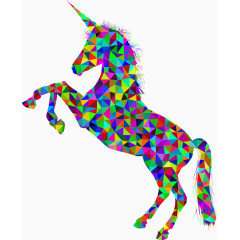几何彩虹色的尖角马
