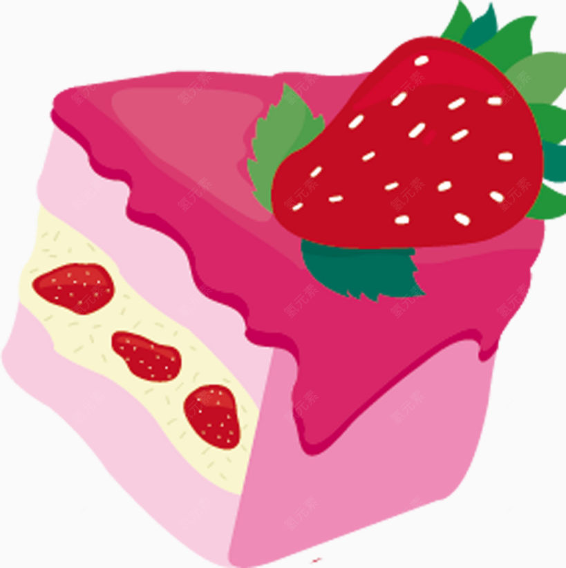 草莓蛋糕卡通手绘图标元素下载