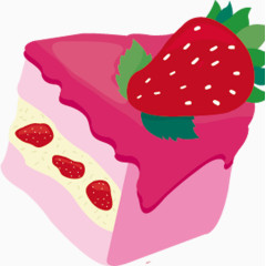 草莓蛋糕卡通手绘图标元素