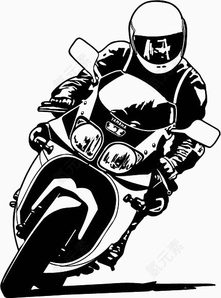 摩托车手卡通手绘速度摩托车