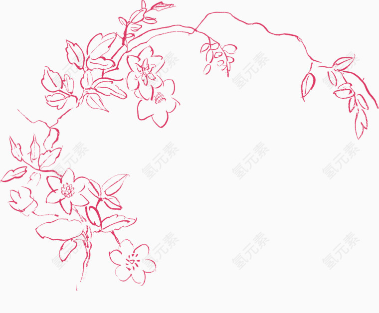 线描花卉花卉设计素材