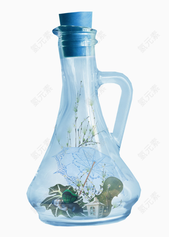 蓝色装饰玻璃瓶