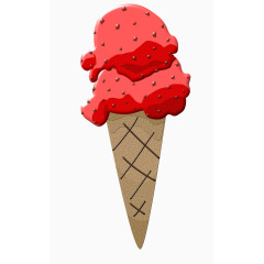 立体冰淇淋红色