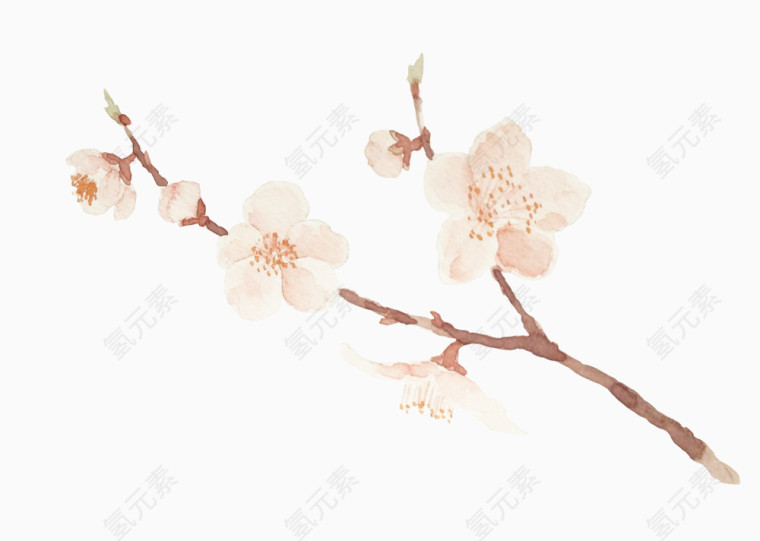 清新日系水彩樱花
