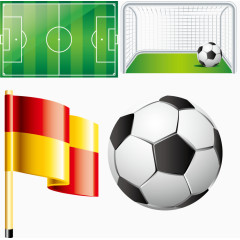 足球场足球旗子简易画图标元素