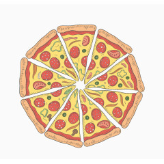 彩色披萨俯视图