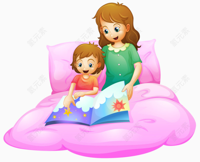 母亲孩子读故事书
