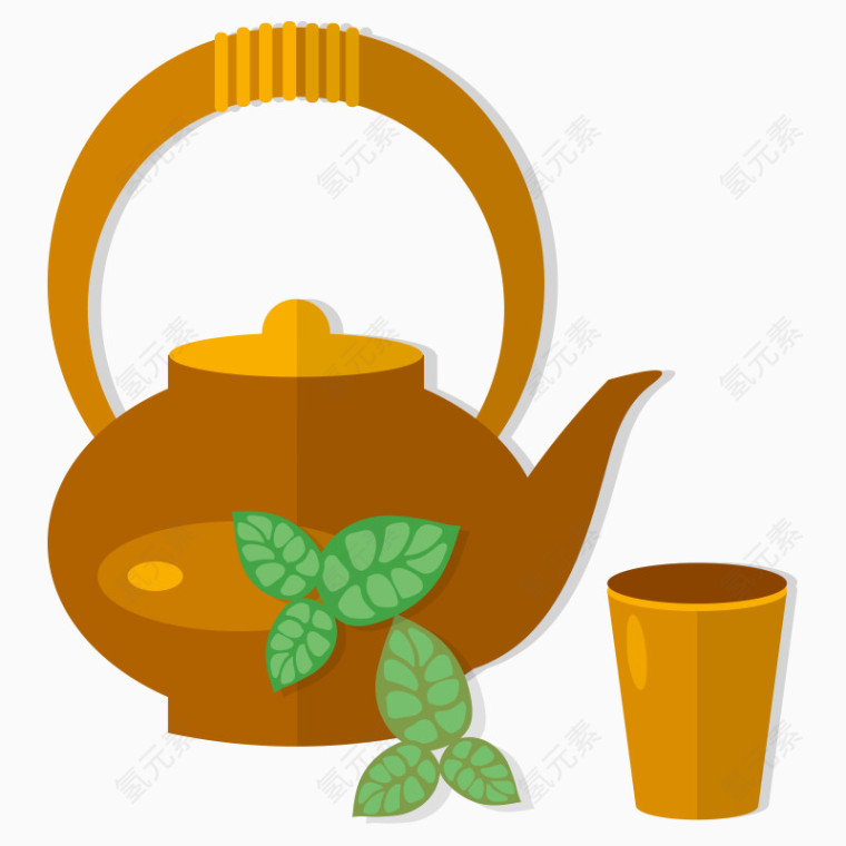 日本元素卡通茶壶茶杯