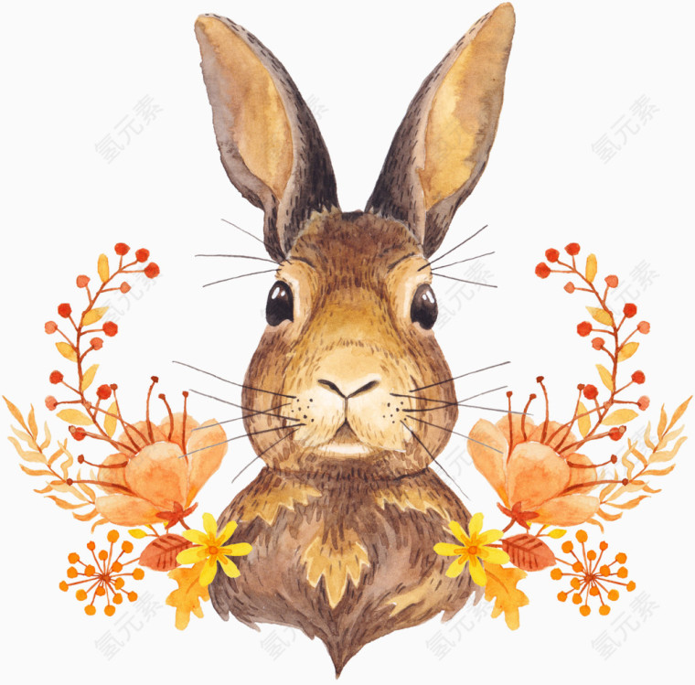 可爱小兔子在花丛中