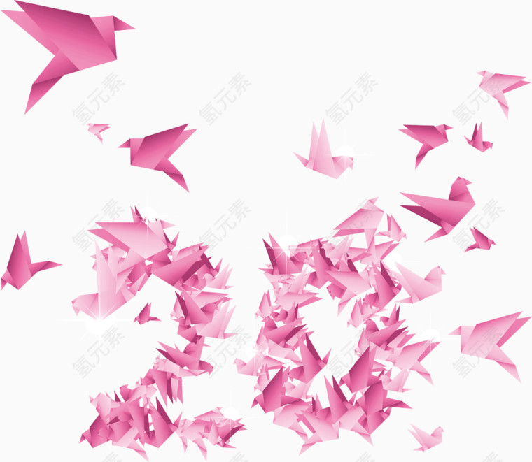 粉色纷飞的千纸鹤