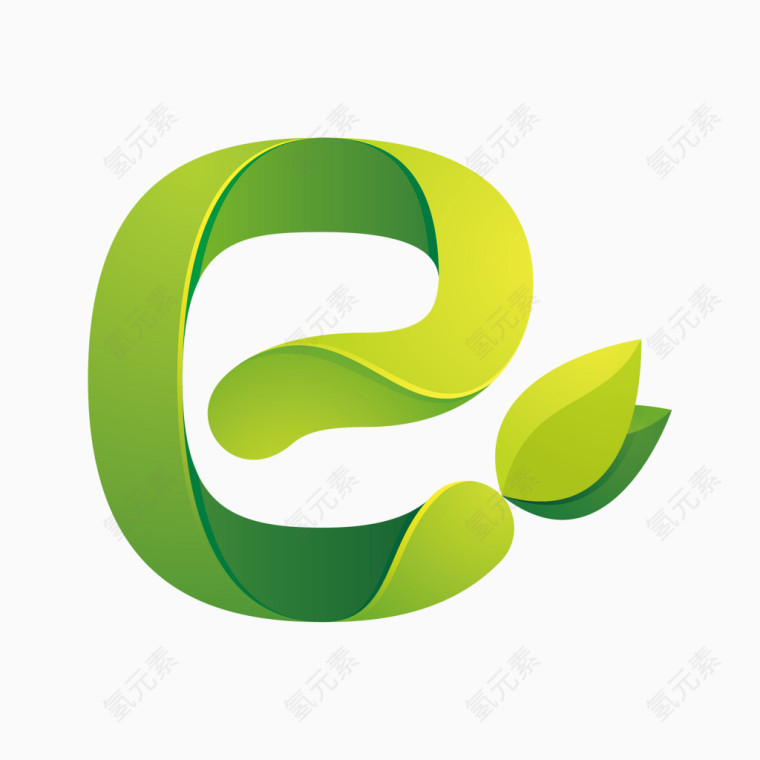 绿色环保叶子字母字体E