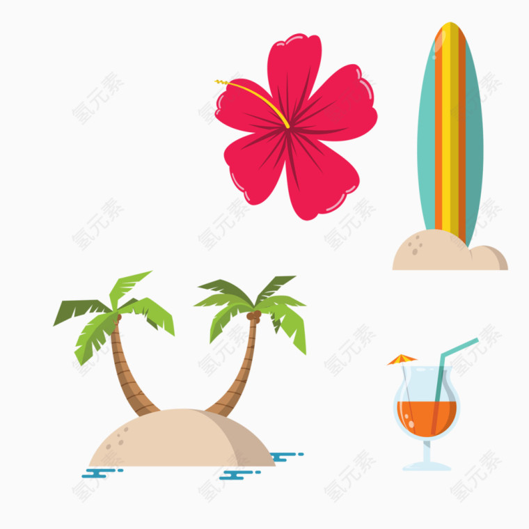 夏威夷沙滩旅游渡假小图标