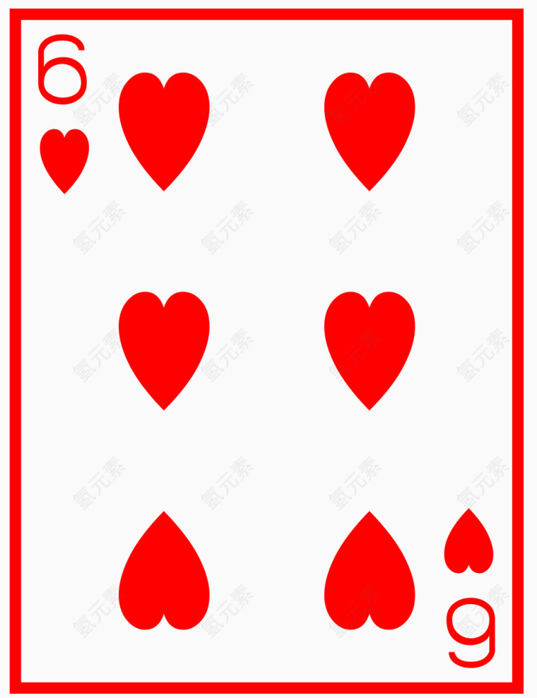 矢量图扑克红桃6