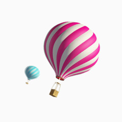 卡通立体热气球粉色条纹热气球