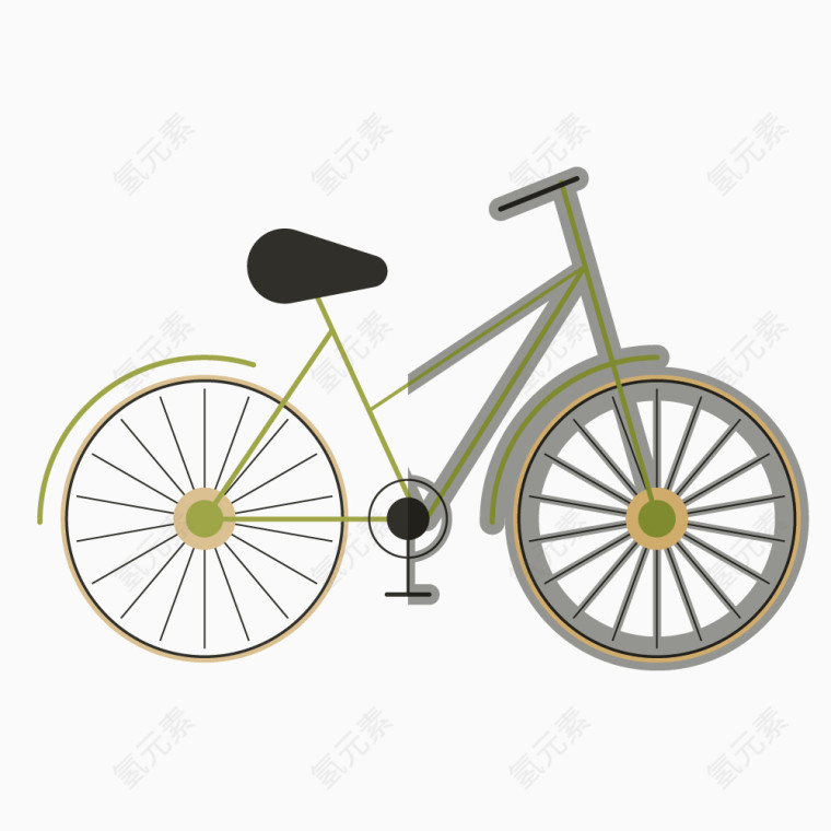 卡通手绘绿色自行车