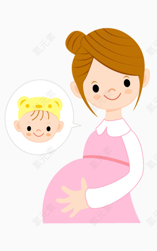 孕妇与宝宝卡通手绘