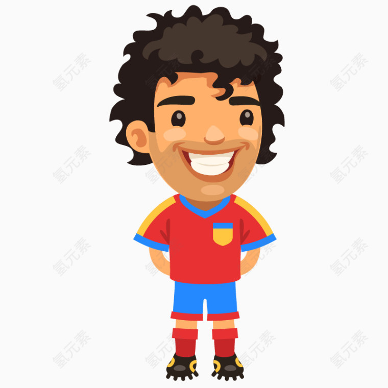 卡通手绘红衣服足球运动员