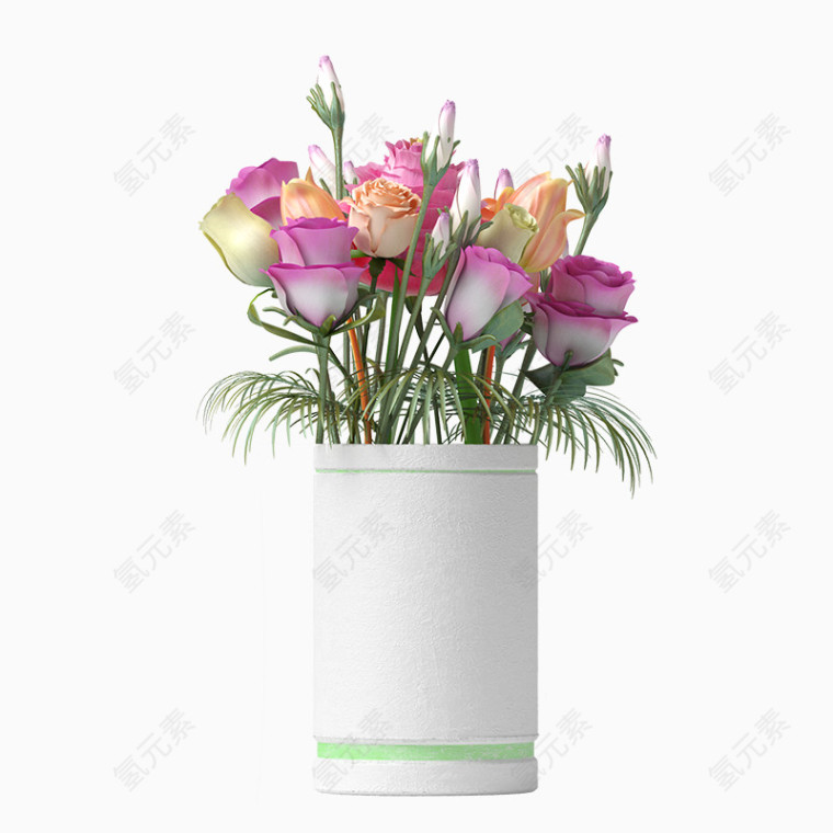 渐变的鲜花花朵花瓶