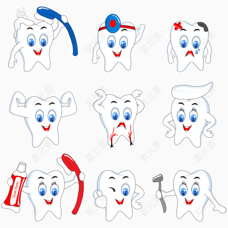 卡通矢量牙齿