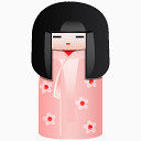 小木偶粉红色的kokeshi-vector-icons
