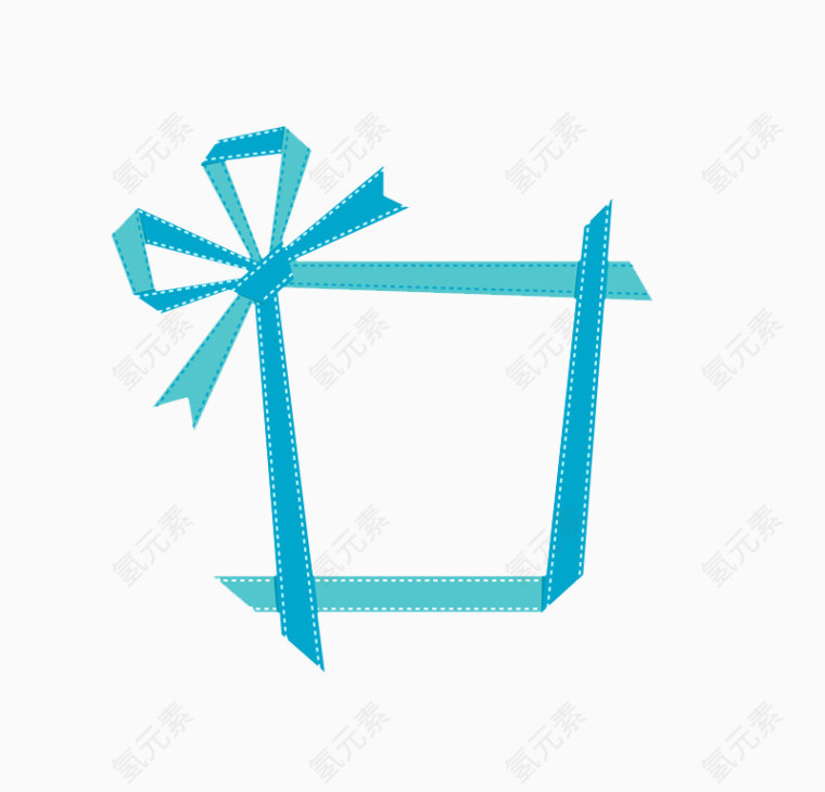 蓝色丝带拼成的礼盒形状