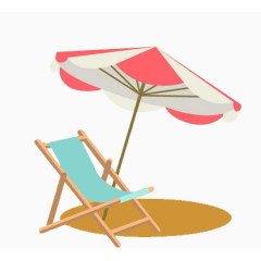 夏天伞躺椅沙滩