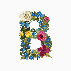 彩色花朵英文字体字母B