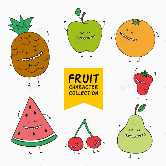 卡通手绘可爱水果